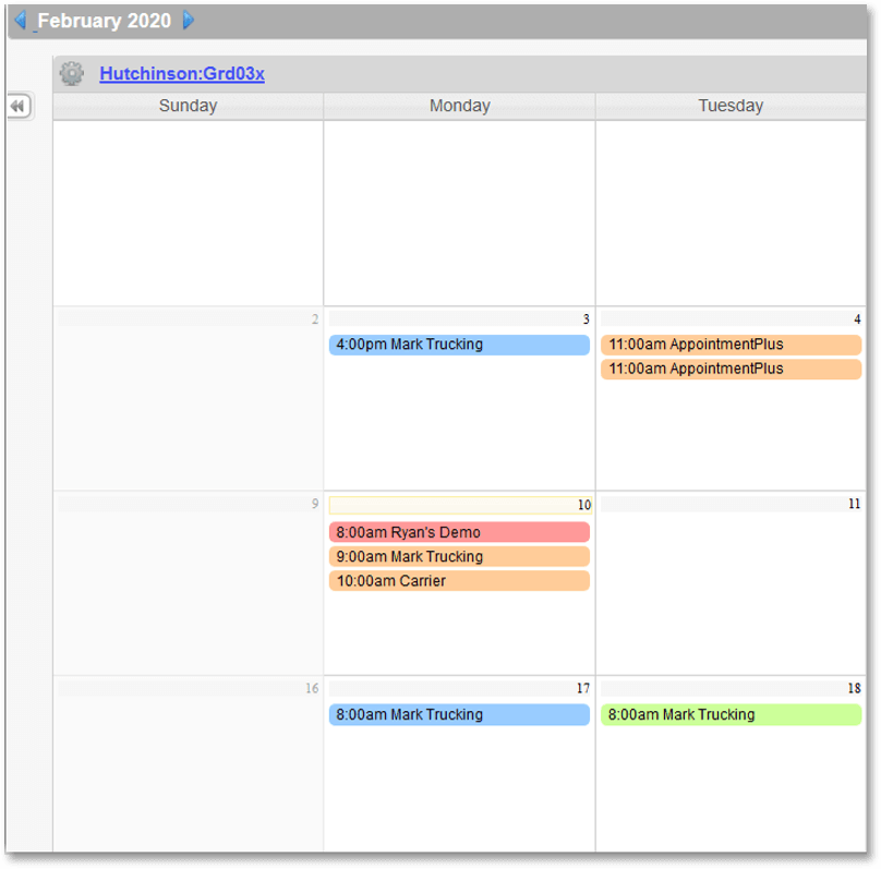 Dock Scheduling Booking Calendar from 3PL Centrals Cloud based SmartDock appointment scheduler