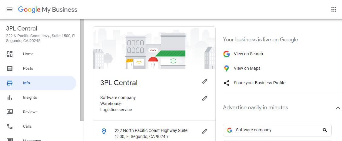 3PL Central Google My Business Information